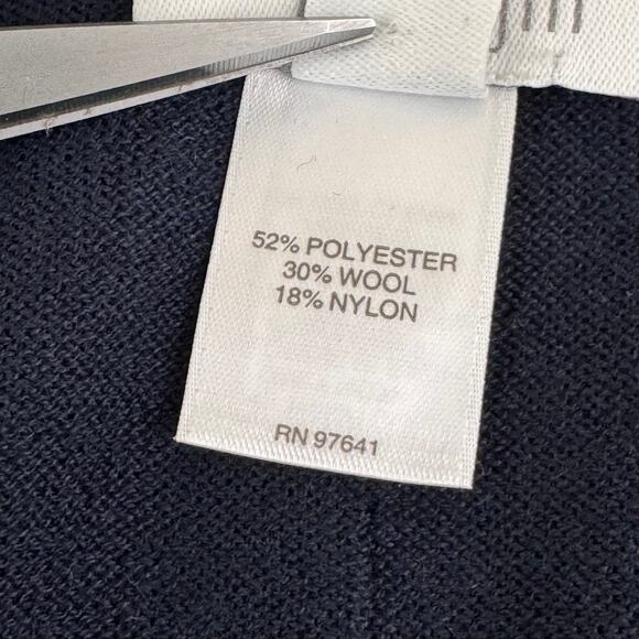 J. Jill Sweater Women's M Navy Blue Wool Blend Lightweight Open Front Cardigan - Picture 5 of 8